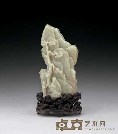 清中期 玉雕松下老人山子 高24cm